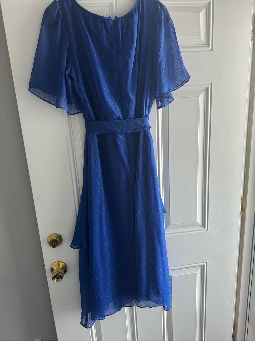 Maison Tara Royal Blue Midi Dress with Flutter Sleeves - Picture 5 of 8